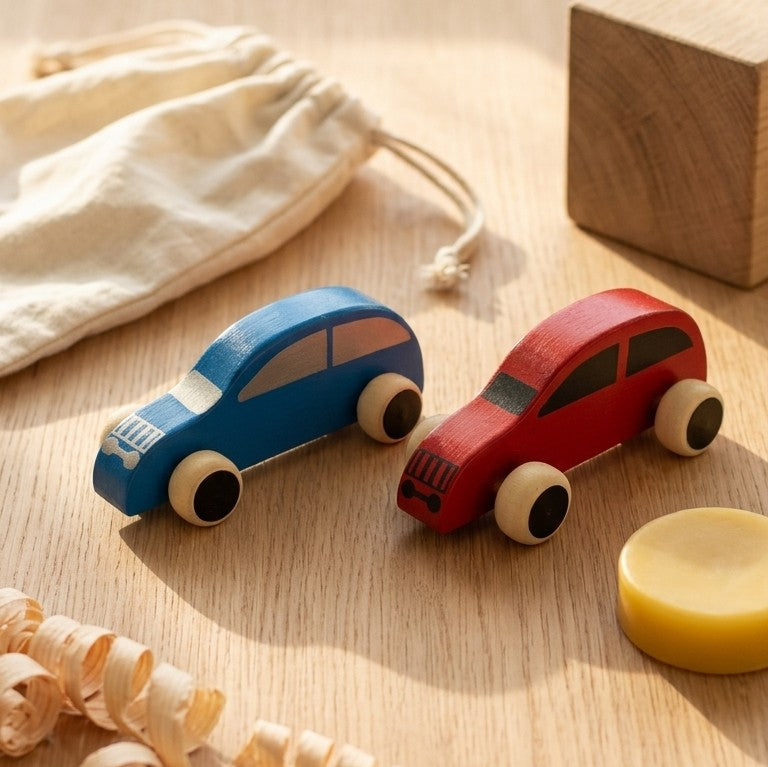 Wooden City Hatchback Cars – Set of 2 Toddler Push Vehicles