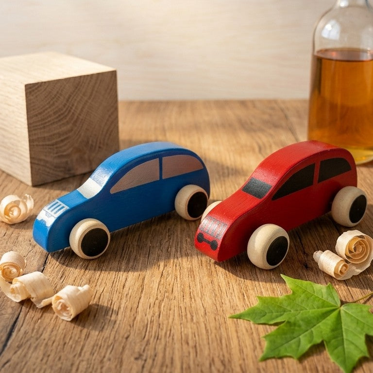 Wooden City Hatchback Cars – Set of 2 Toddler Push Vehicles