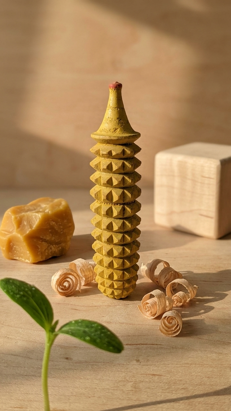 Wooden Karela Acupressure Hand Roller – Traditional Palm Grip Massager