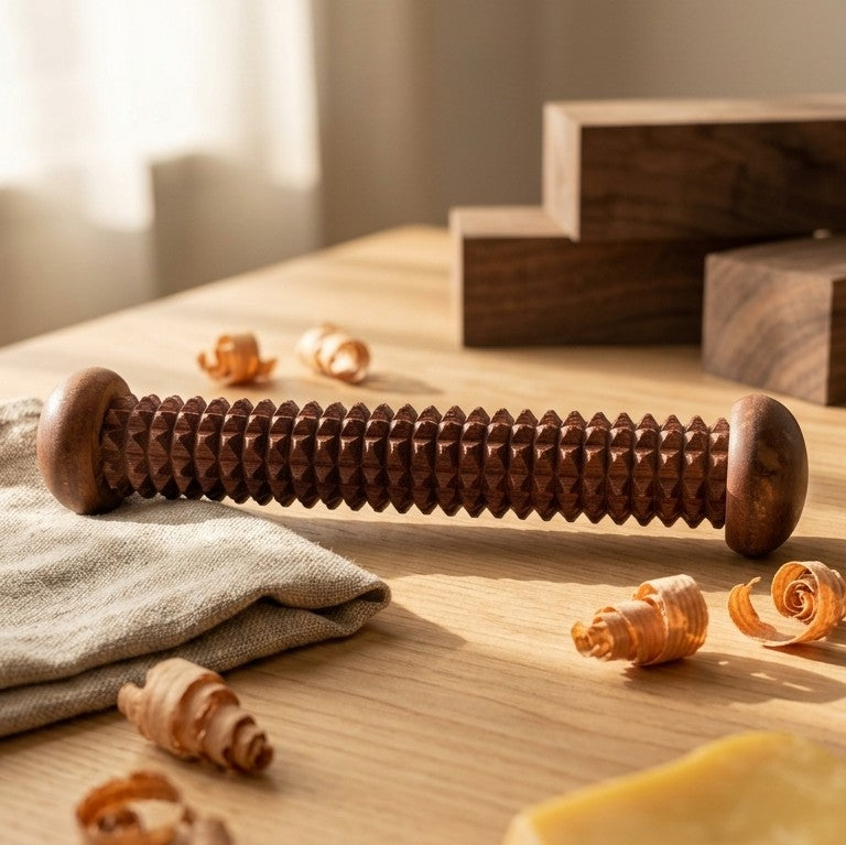 Wooden Acupressure Foot Massage Roller – Ergonomic Reflexology Tool