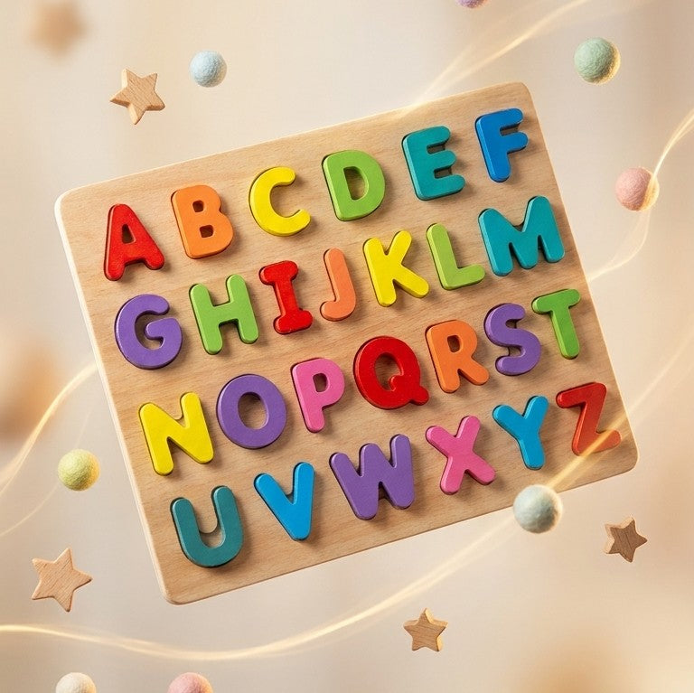 Wooden Alphabet Inset Puzzle Board – Montessori A-Z Letter Board
