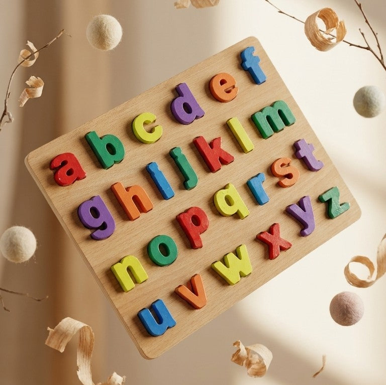 Wooden Alphabet Inset Puzzle Board – Montessori A-Z Letter Board