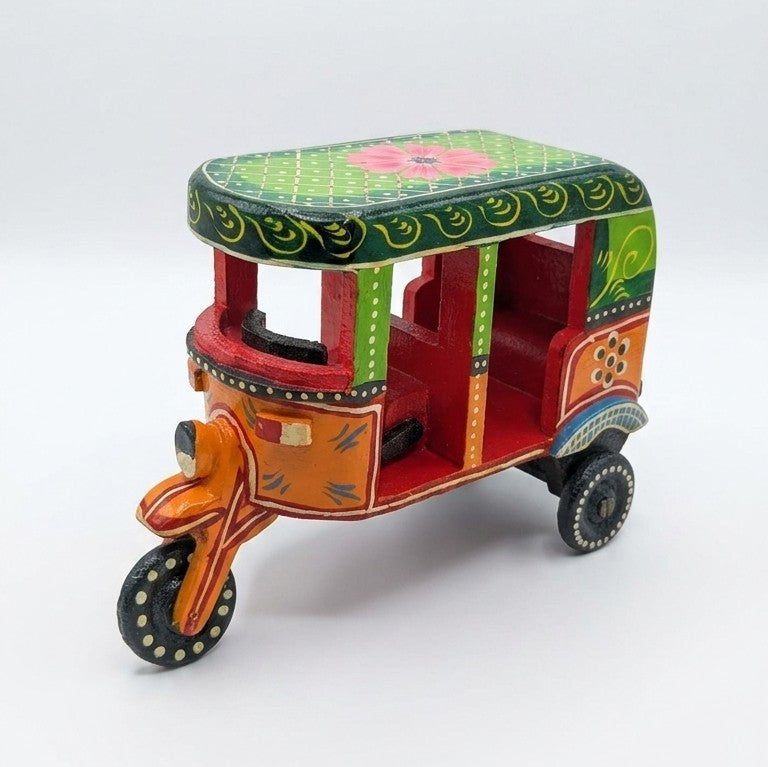 Wooden Heritage Auto Rickshaw Toy – Traditional Desi Tuk-Tuk