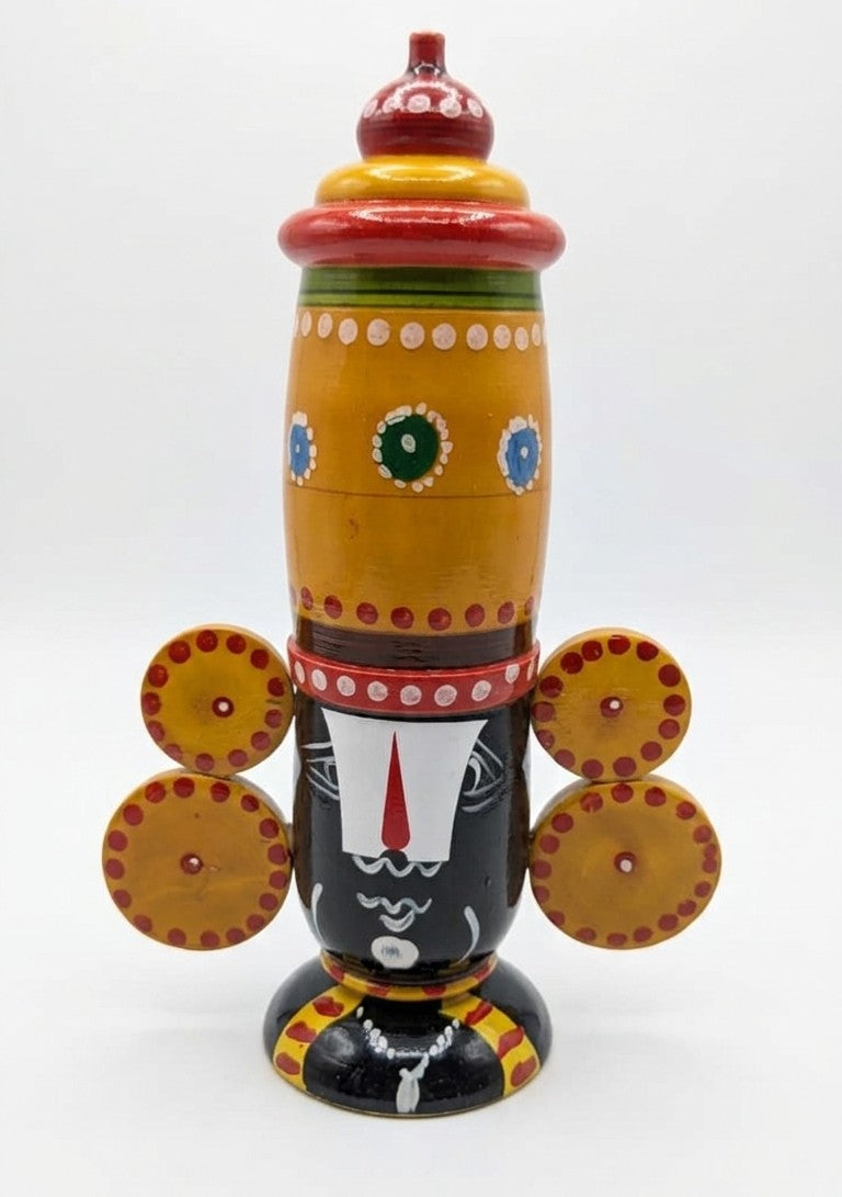 Wooden Lord Venkateswara Balaji Idol – Hand-Painted Mandir Murti