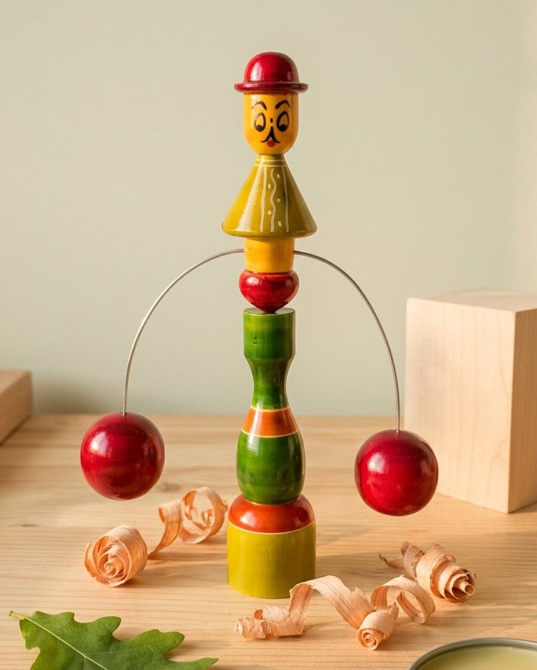 Wooden Kinetic Balancing Joker – Counterweighted Physics Toy
