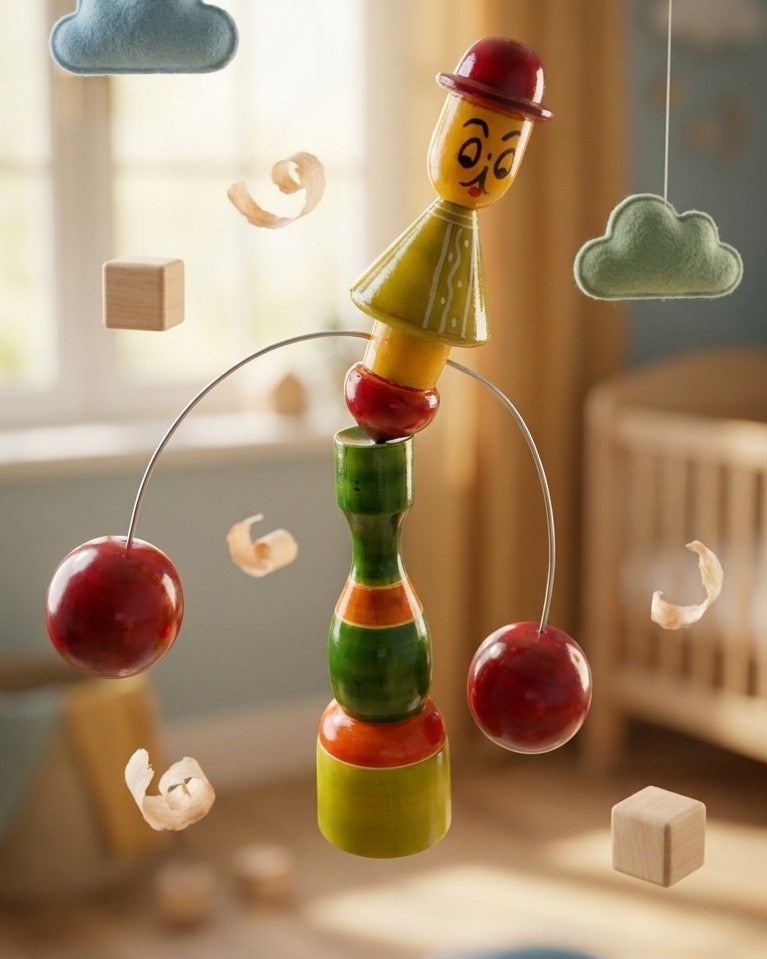 Wooden Kinetic Balancing Joker – Counterweighted Physics Toy