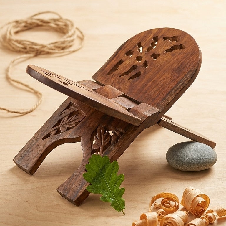 Wooden Foldable Holy Book Stand (Rehal) – Hand-Carved Prayer Rest