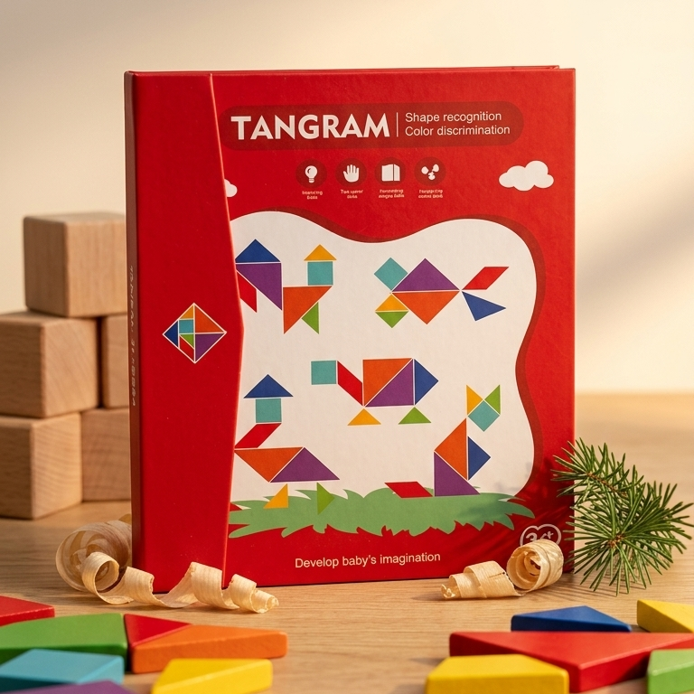 Magnetic Tangram Puzzle Book – Portable Montessori Brain Teaser Game