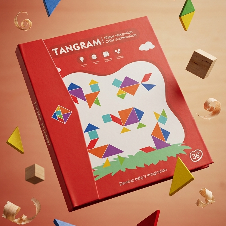 Magnetic Tangram Puzzle Book – Portable Montessori Brain Teaser Game