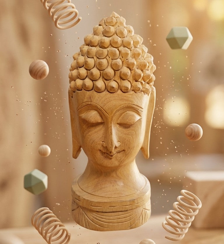 Wooden Meditating Buddha Statue – Hand-Carved Zen Sculpture
