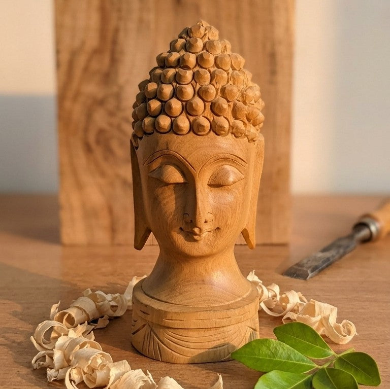 Wooden Meditating Buddha Statue – Hand-Carved Zen Sculpture