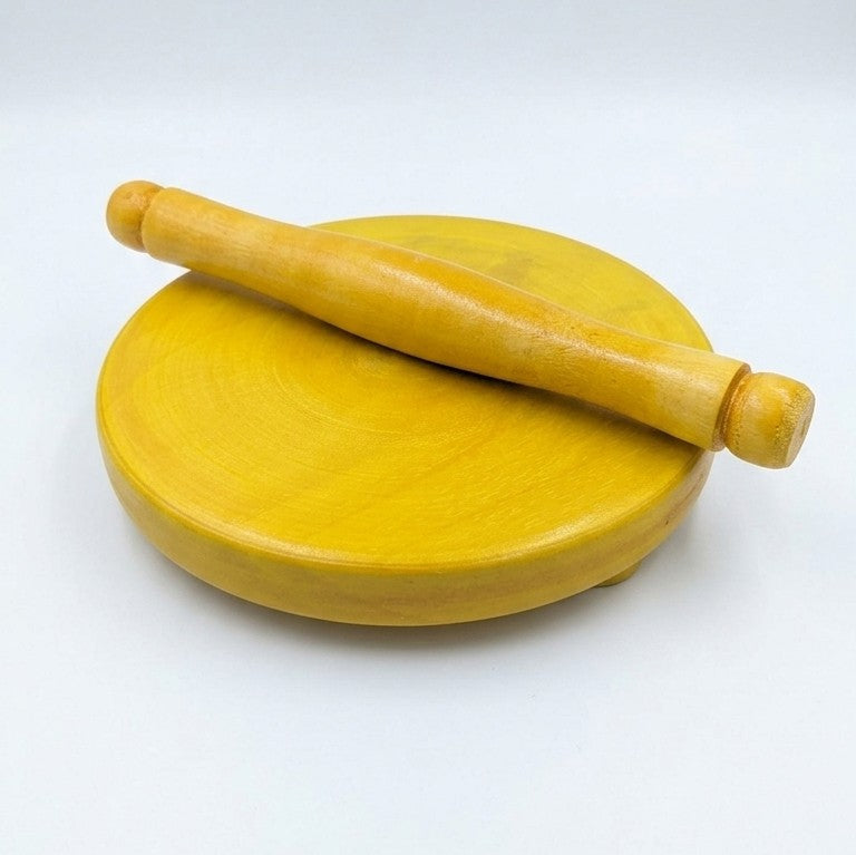 Wooden Miniature Chakla Belan Set – Handcrafted Roti Maker Toy & Decor