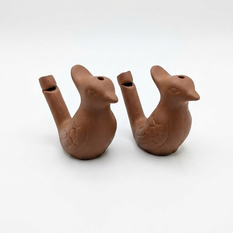 Terracotta Clay Bird Water Whistles – Set of 2 Traditional Chirping Toys