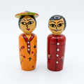 Wooden Cultural Couple Dolls – Set of 2 Hand-Painted Peg Figurines