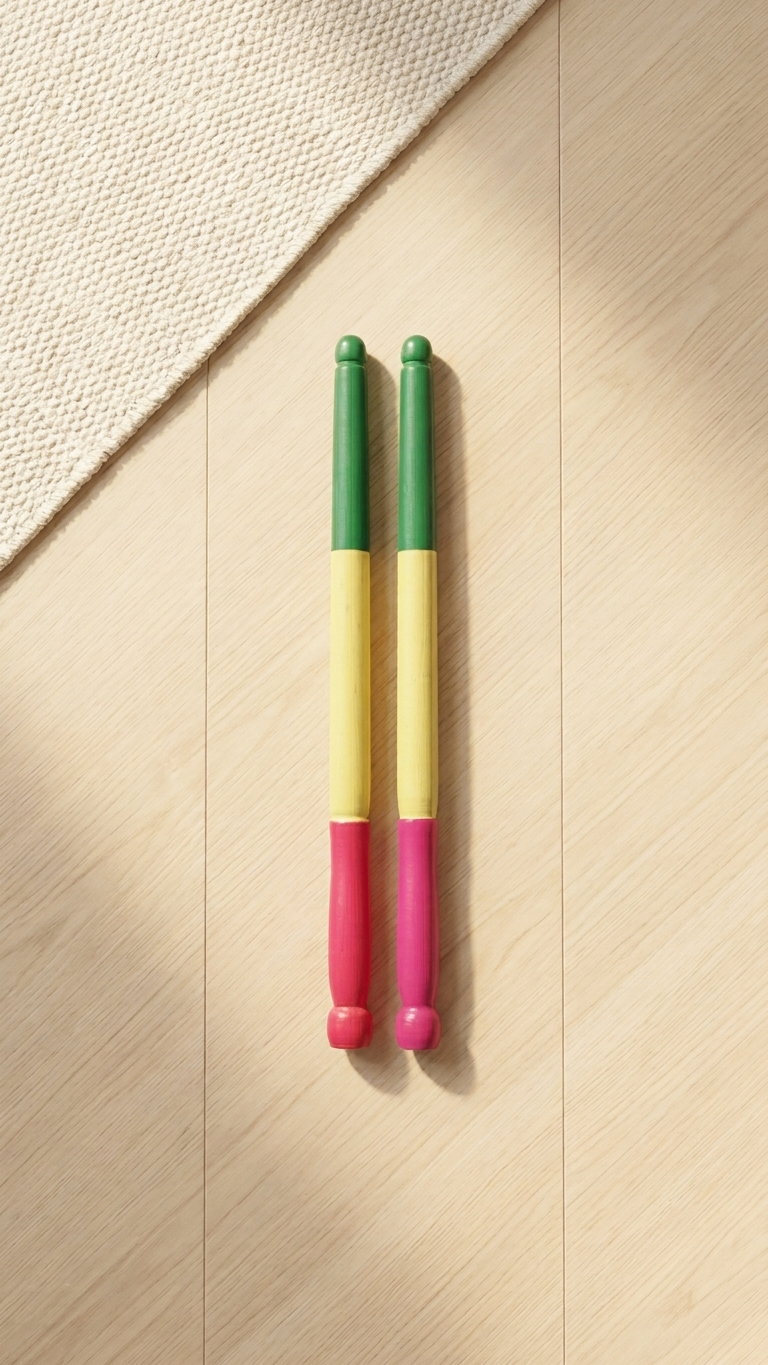 Wooden Dandiya Sticks – Hand-Painted Folk Dance Rhythm Pair