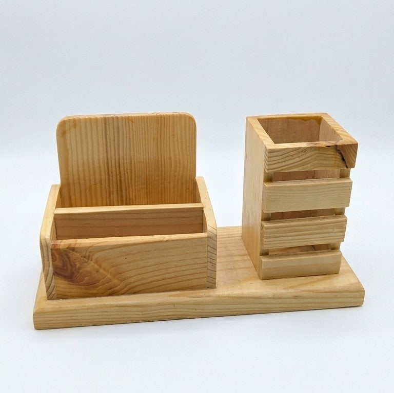 Wooden 3-in-1 Executive Desk Organizer – Phone Stand & Pen Cradle