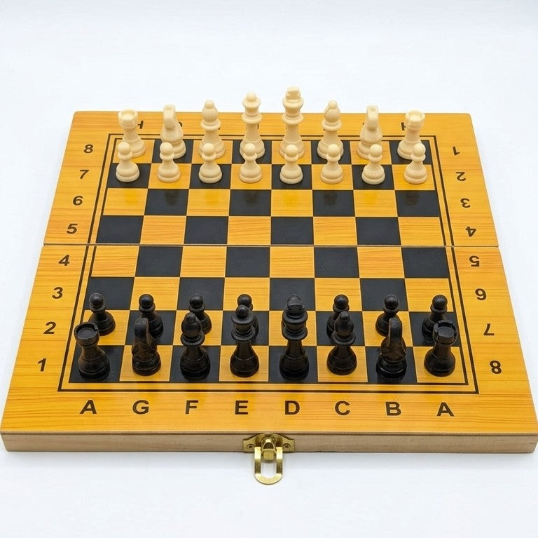 Wooden Foldable Chess Board Set – Handcrafted Travel Strategy Game