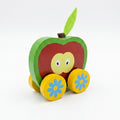 Wooden Apple-on-Wheels Push Car – Sensory Fruit Vehicle Toy