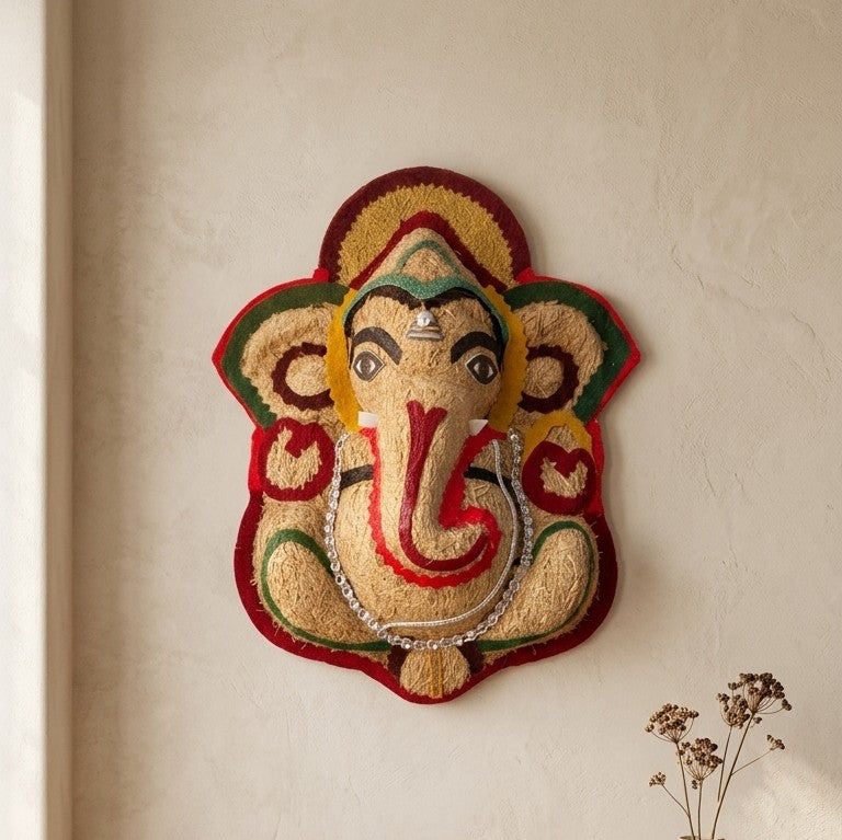 Wooden Lord Ganesha Wall Hanging – Eco-Friendly Devotional Wall Art