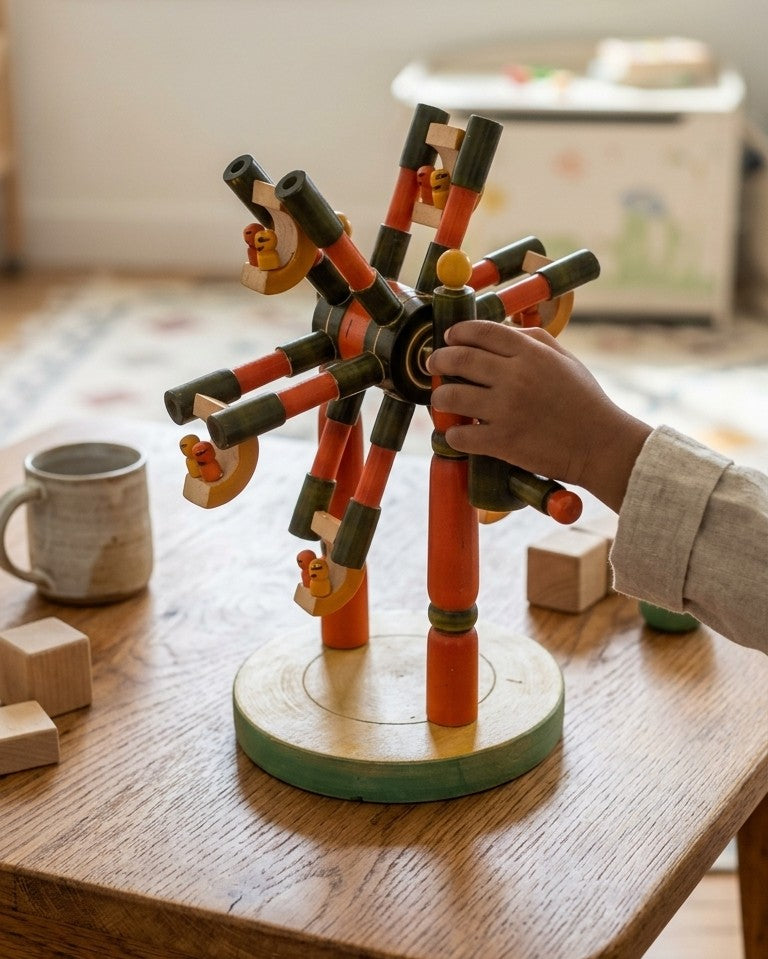 Wooden Rotating Giant Wheel – Traditional Mela Mechanical Decor