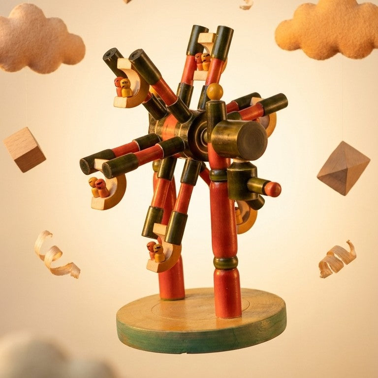 Wooden Rotating Giant Wheel – Traditional Mela Mechanical Decor