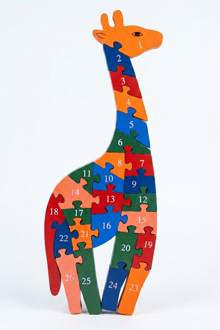 Wooden Giraffe Number Puzzle – 1-26 Counting & Sequencing Jigsaw
