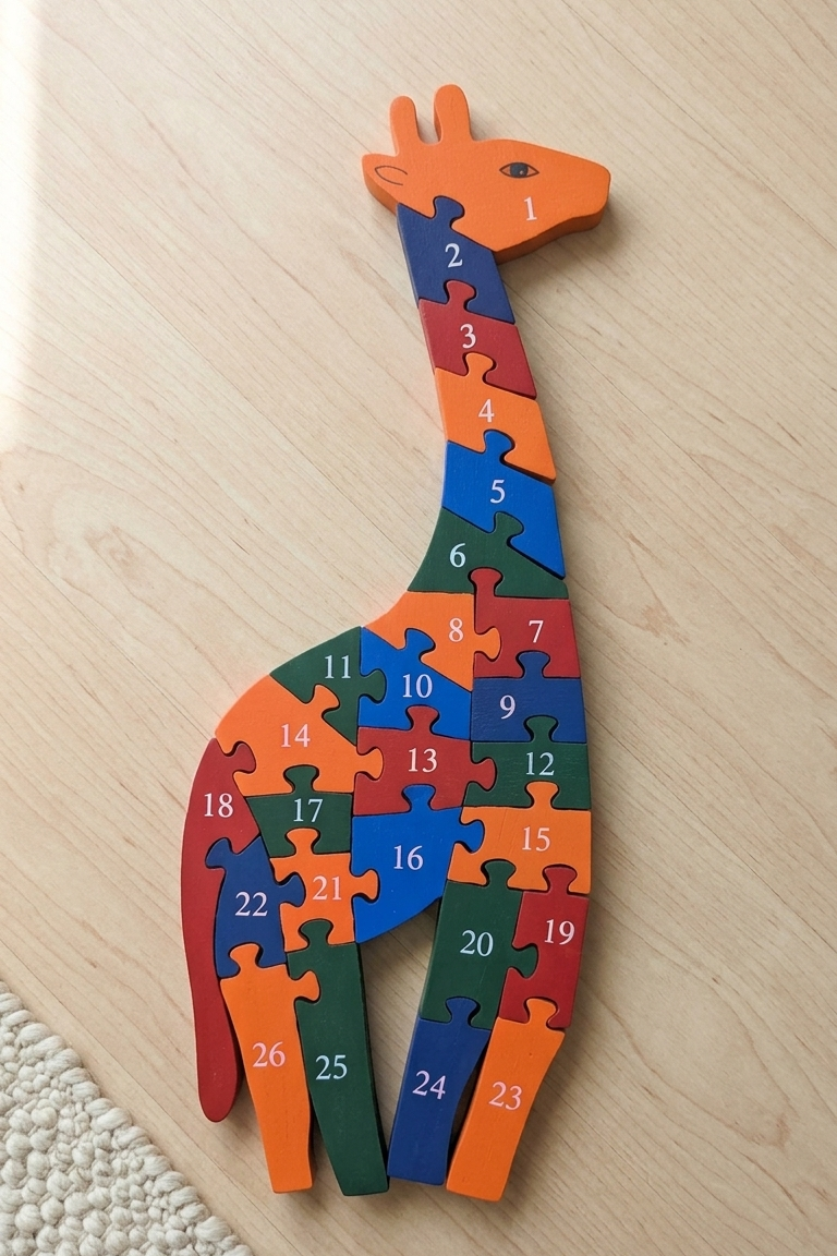 Wooden Giraffe Number Puzzle – 1-26 Counting & Sequencing Jigsaw