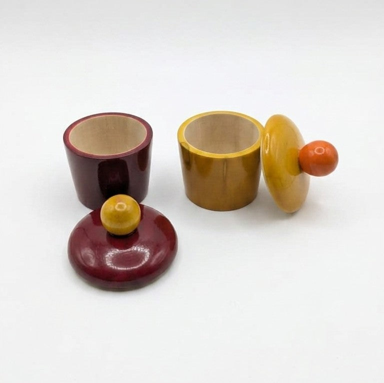 Wooden Haldi Kumkum Box Set – Set of 2 Handcrafted Pooja Dibbis
