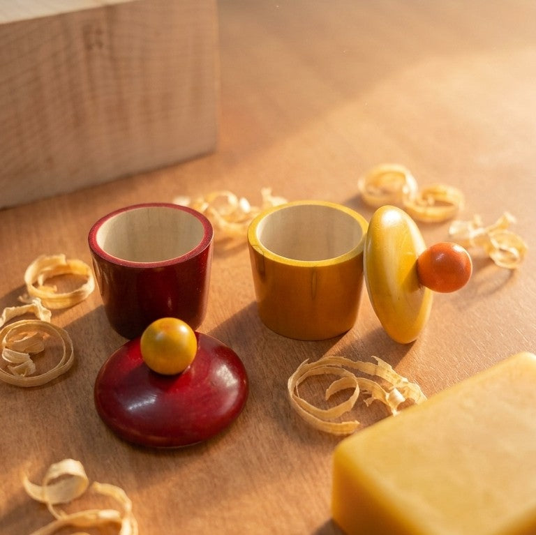 Wooden Haldi Kumkum Box Set – Set of 2 Handcrafted Pooja Dibbis