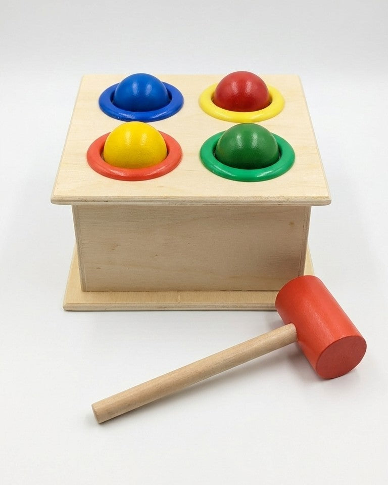 Wooden Hammer Ball Toy – Montessori Pounding Bench for Toddlers
