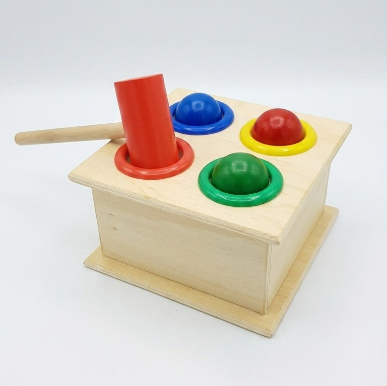 Wooden Hammer Ball Toy – Montessori Pounding Bench for Toddlers