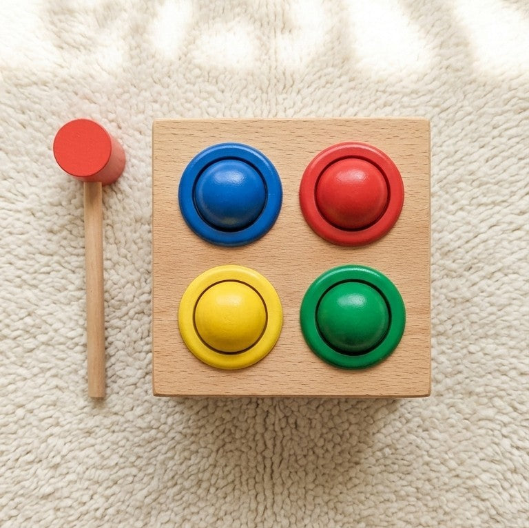 Wooden Hammer Ball Toy – Montessori Pounding Bench for Toddlers