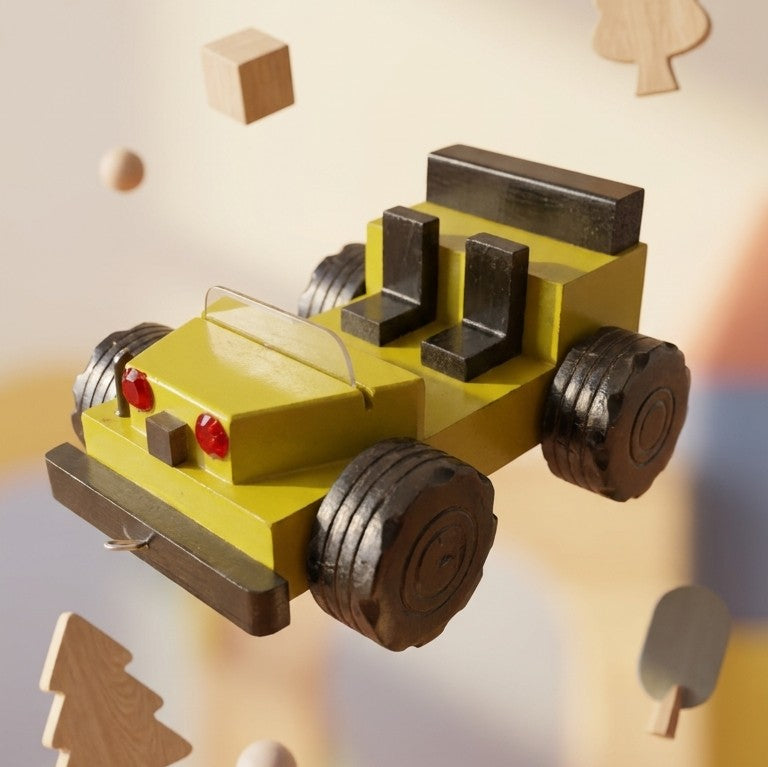 Wooden Off-Road Safari Jeep (Yellow) – Rugged Toy Vehicle