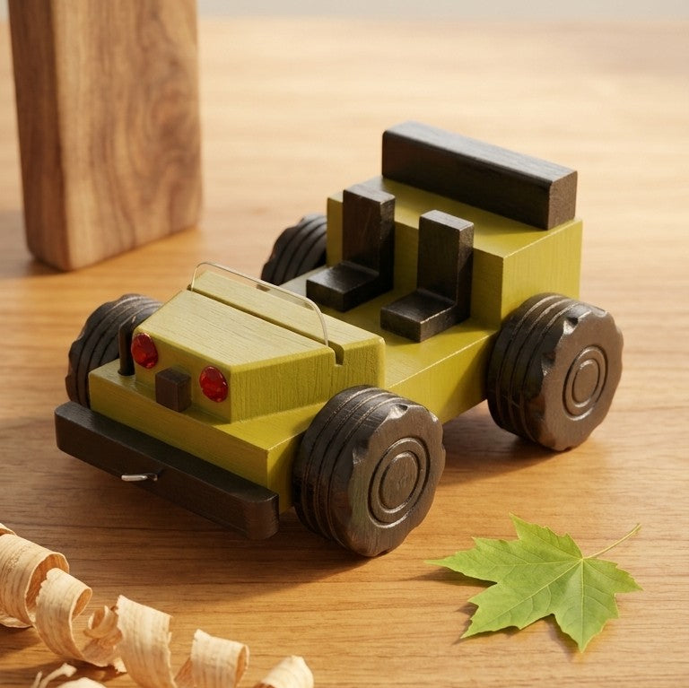 Wooden Off-Road Safari Jeep (Yellow) – Rugged Toy Vehicle