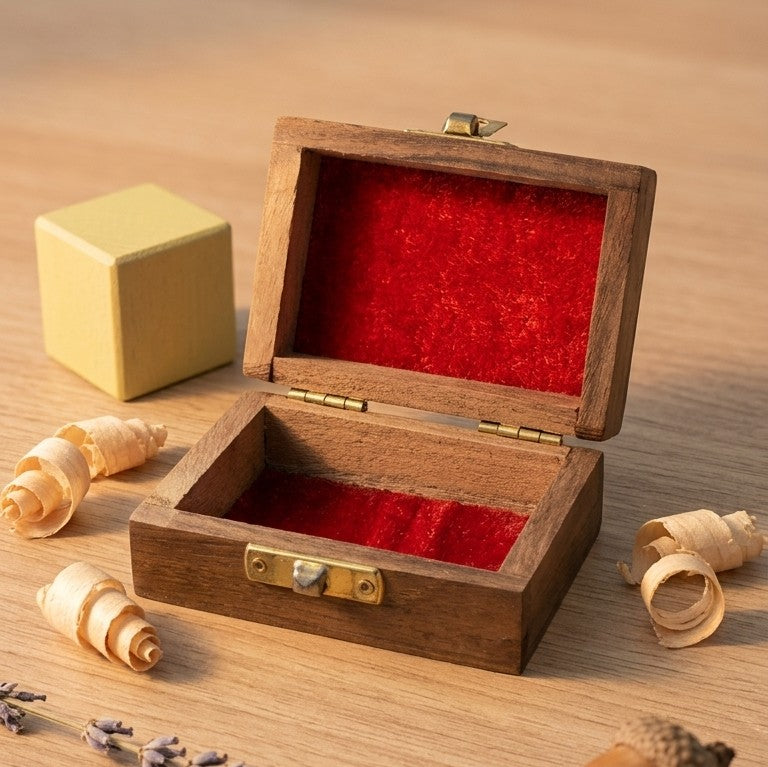 Wooden Keepsake Jewelry Box (Small) – Velvet Lined Trinket Chest