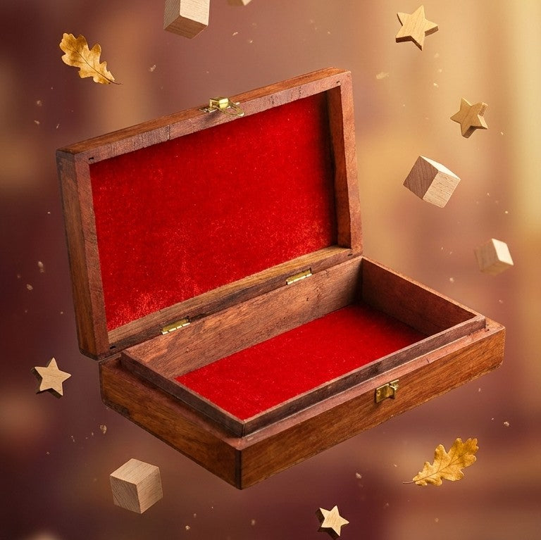 Wooden Carved Heirloom Jewelry Box (Large) – Velvet Lined Storage Chest