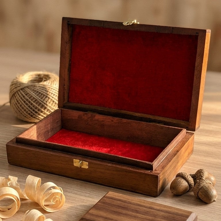 Wooden Carved Heirloom Jewelry Box (Large) – Velvet Lined Storage Chest