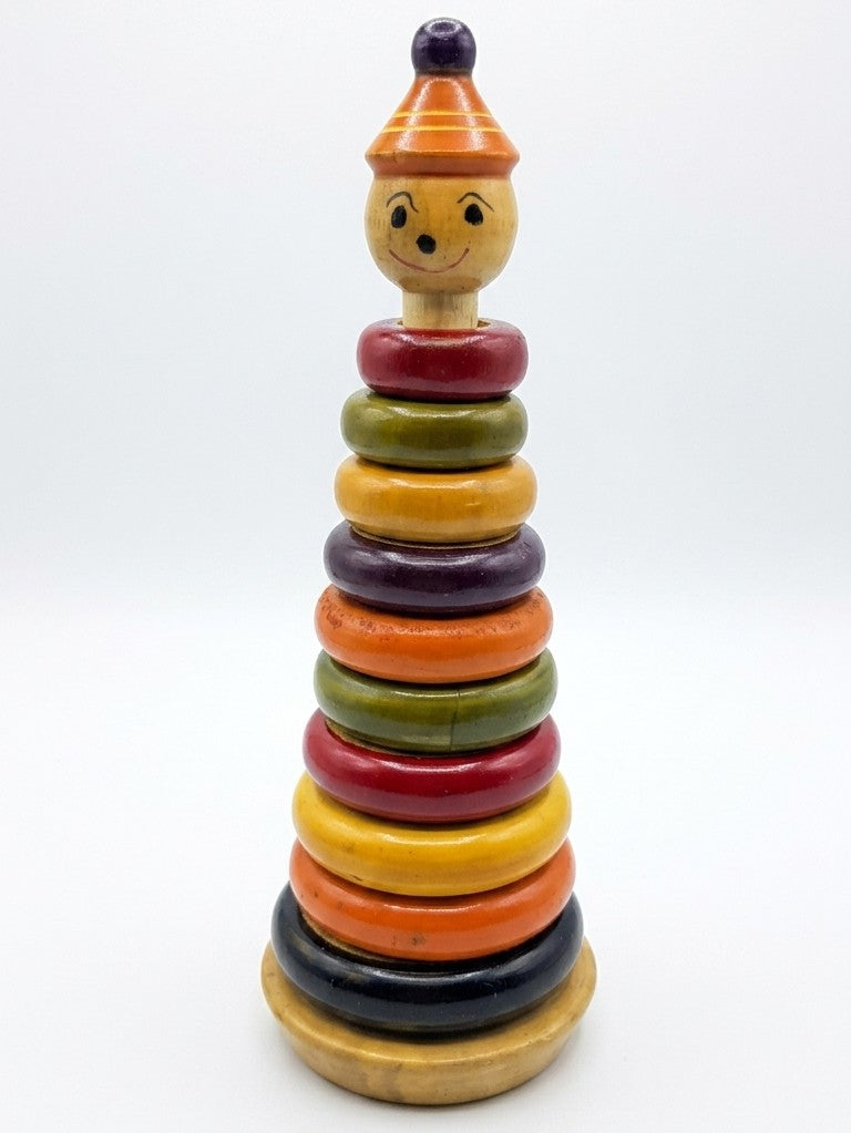Wooden Joker Ring Stacker Tower – 10-Piece Montessori Size Sorter