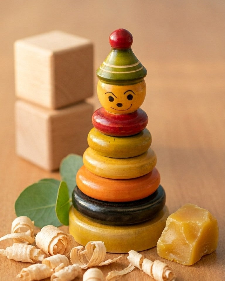 Wooden Jolly Joker Ring Stacker – Traditional Toddler Sorting Toy