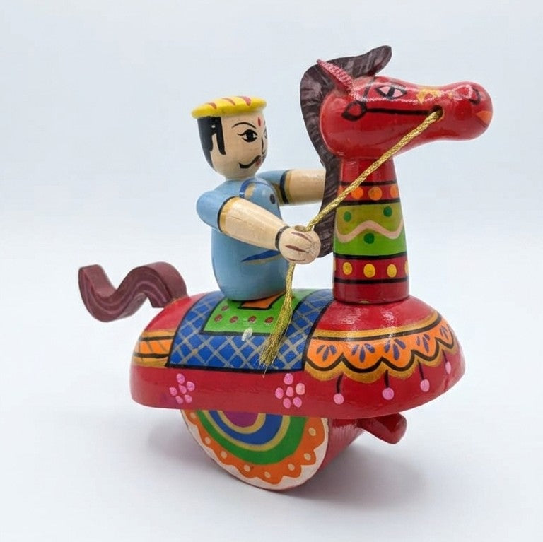 Wooden Keelu Kudure Rocking Horse Dancer (Red) – Folk Art Figurine