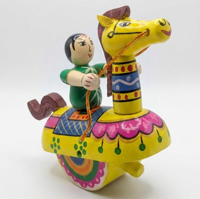 Wooden Keelu Kudure Rocking Horse Dancer (Yellow) – Folk Figurine