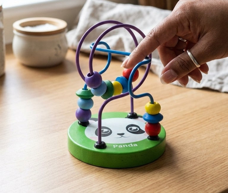 Wooden Panda Bead Maze – Montessori Wire Roller Coaster Activity Toy