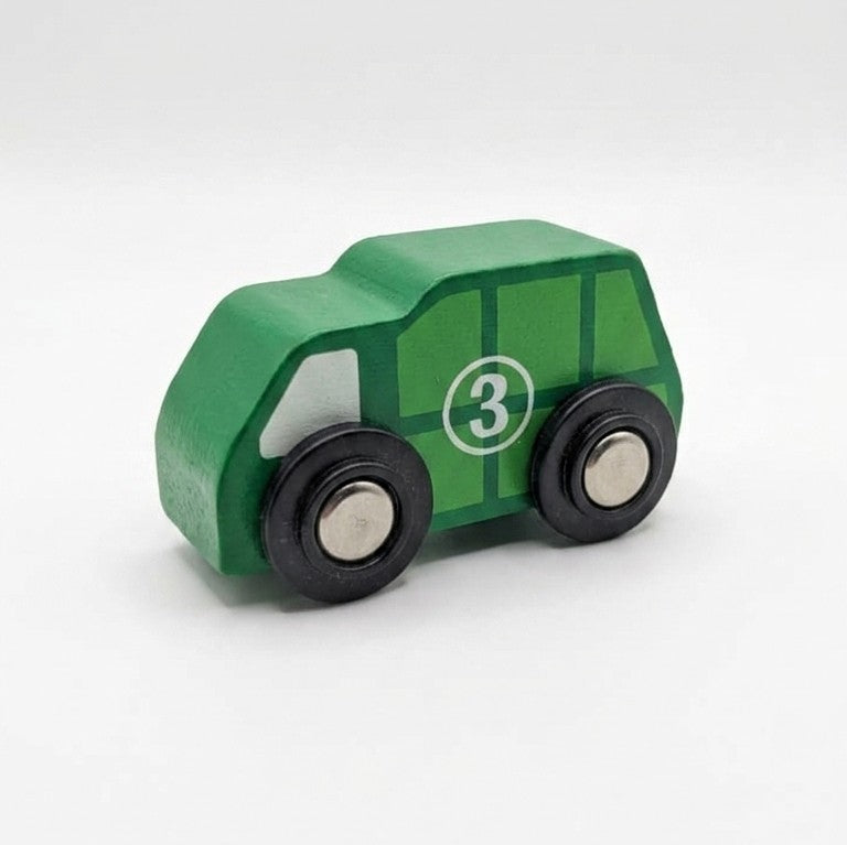Wooden Mini Car Vehicle Toy – Handcrafted Green Racer