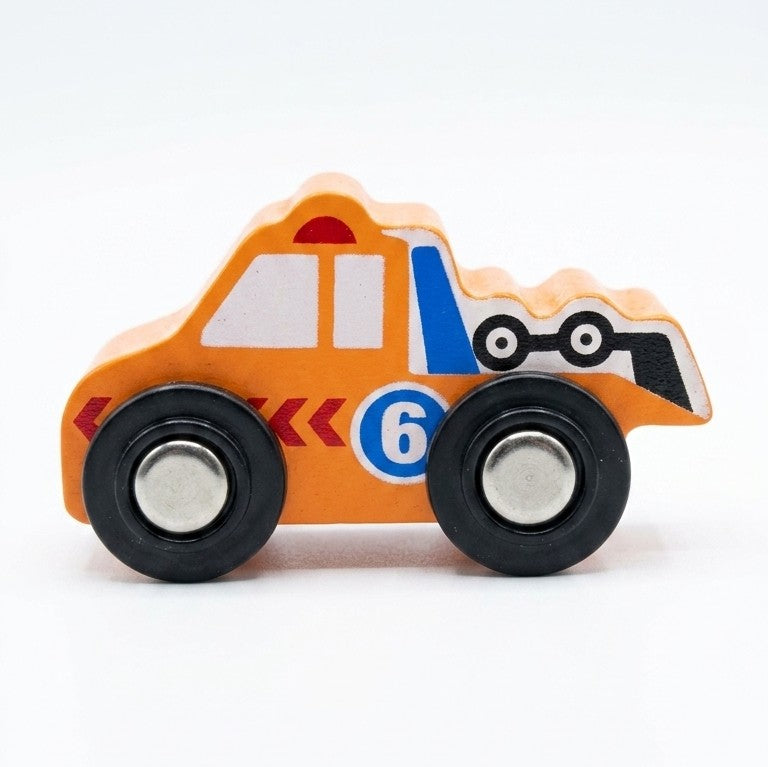 Wooden Mini Towing Truck Vehicle – Orange & Blue Recovery Toy
