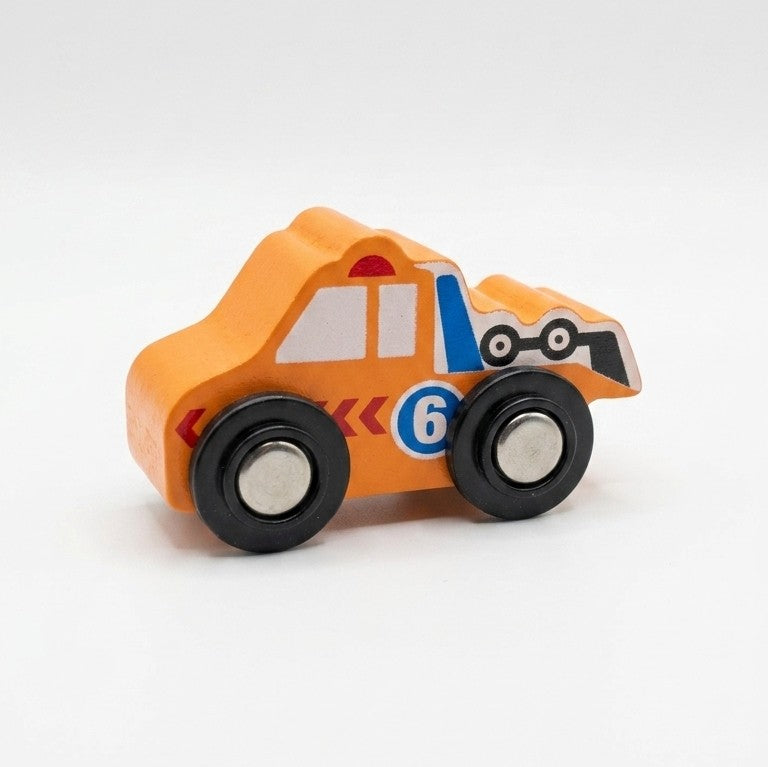 Wooden Mini Towing Truck Vehicle – Orange & Blue Recovery Toy