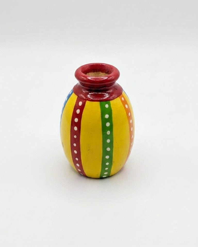 Wooden Miniature Bud Vase (Yellow) – Festive Hand-Painted Accent