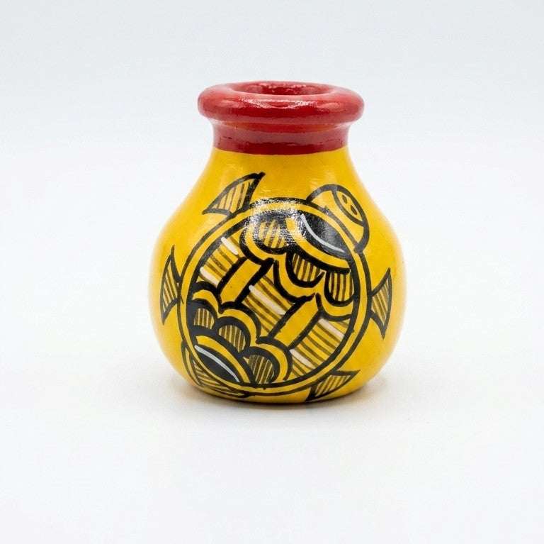 Wooden Miniature Bud Vase (Madhubani) – Folk Art Animal Motif Pot