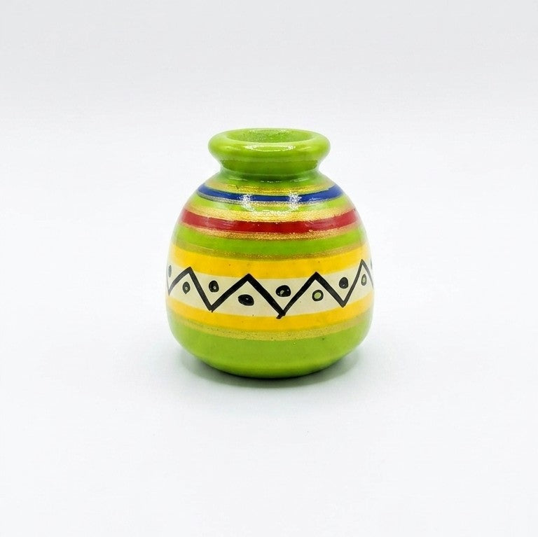 Wooden Fluted Miniature Bud Vase (Green) – Tribal Geometric Pot