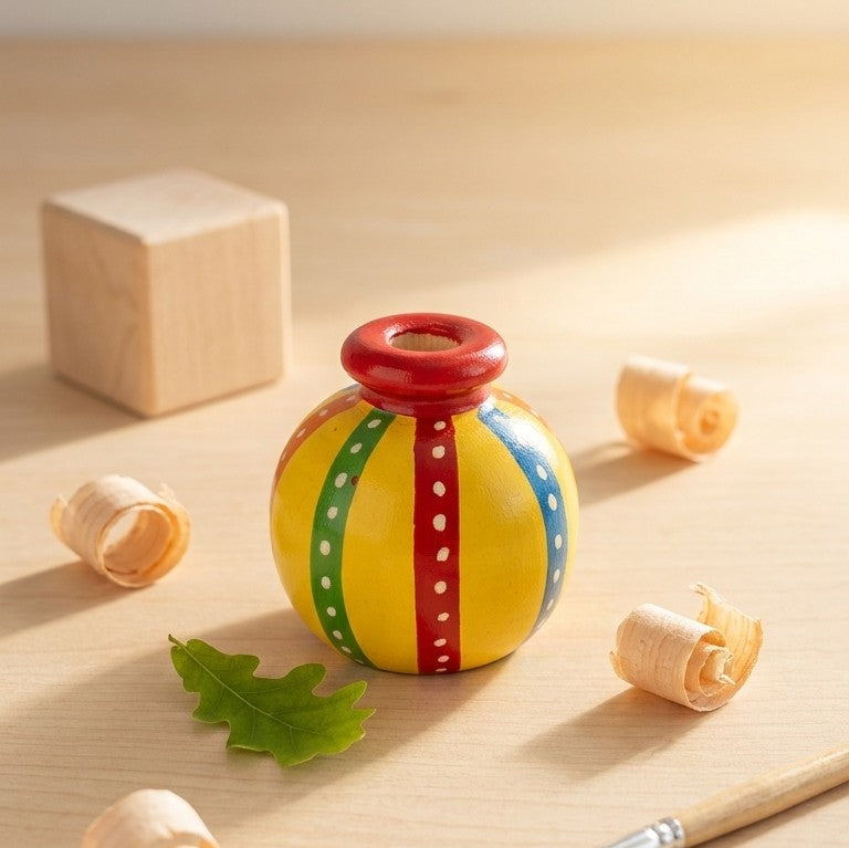 Wooden Fluted Miniature Bud Vase – Hand-Turned Festive Table Pot