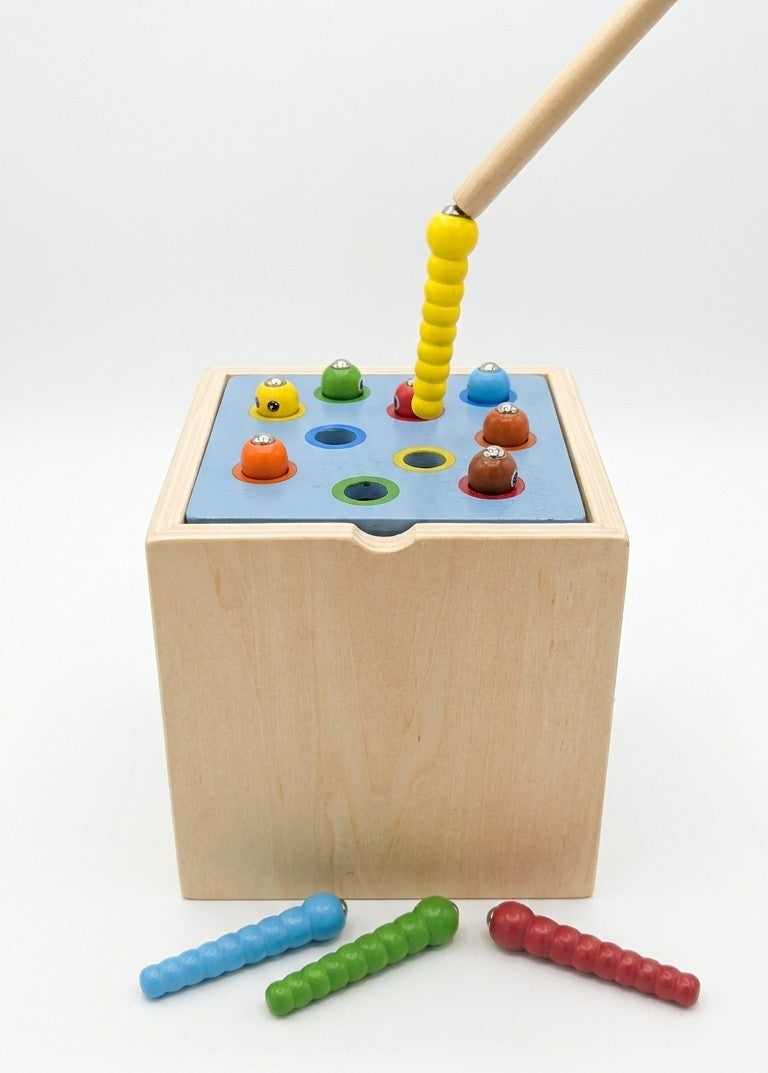 5-in-1 Montessori Wooden Activity Box – Shape Sorter & Fishing Set